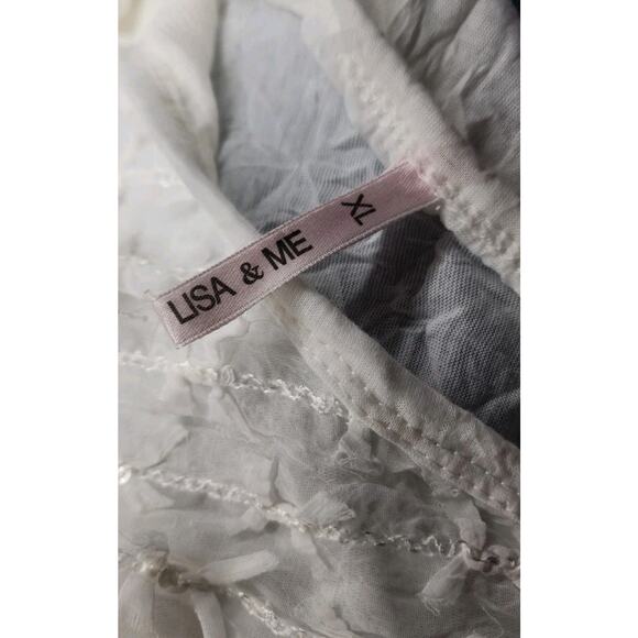 VNT lisa and me Women's XL white Sequence Boho Artsy textured sleeveless blouse - Picture 6 of 13